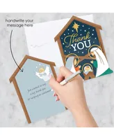 Holy Nativity - Religious Christmas Shaped Thank You Cards with Envelopes 12 Ct