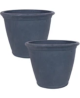 Anjelica 24" Outdoor Double-Walled Polyresin Planter with Uv-Resistant Slate Finish