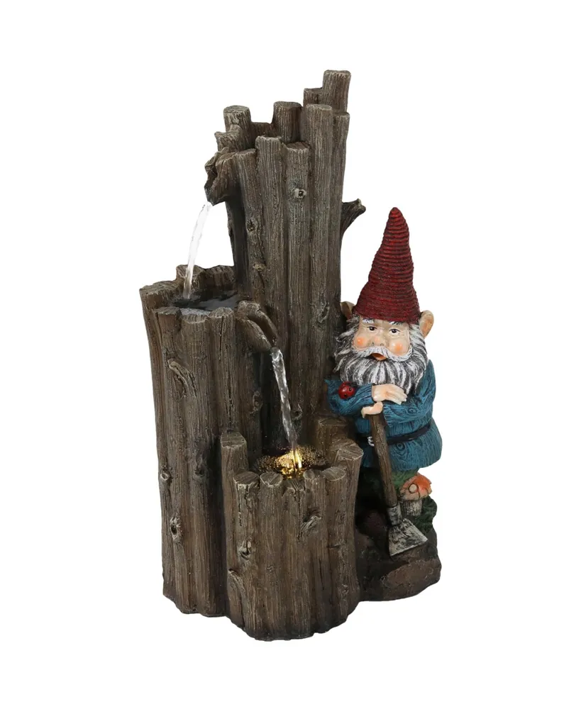 Sunnydaze Decor Resting Gnome Outdoor Water Fountain with Led Lights - 17 in