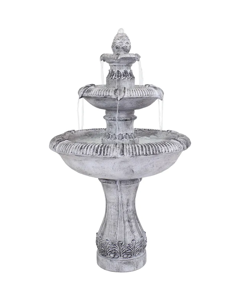 Sunnydaze Decor Mediterranean Reinforced Concrete Outdoor 3-Tier Water Fountain