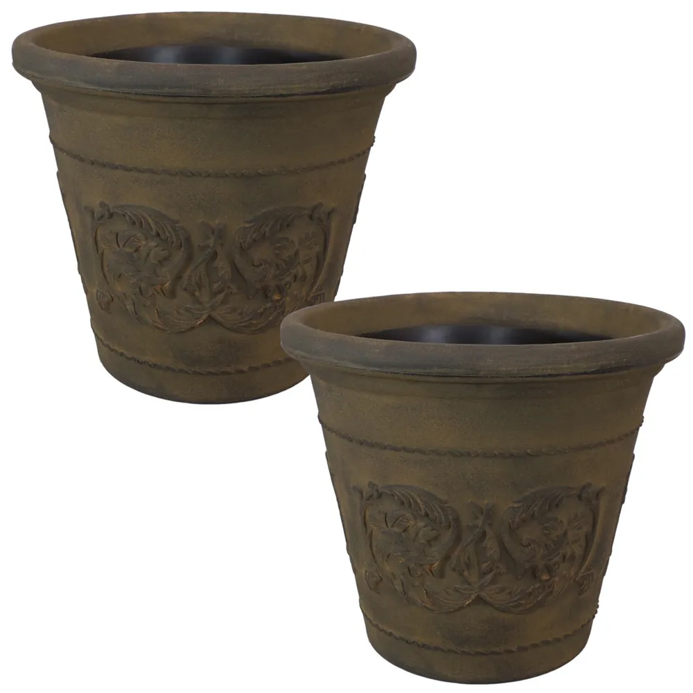 Sunnydaze Decor 19.5 in Arabella Polyresin Outdoor Planter - Sable