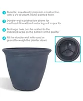 Sunnydaze Decor 20 in Anjelica Dual-Wall Polyresin Planter - Slate - Set of 2