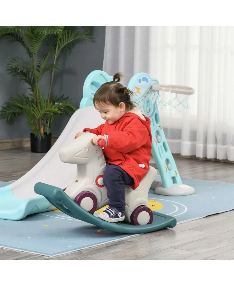 Qaba Kids 2in1 Indoor & Outdoor Giraffe Rocking Horse Sliding Car w/ Sounds
