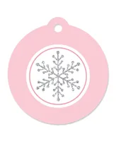 Big Dot of Happiness Pink Winter Wonderland - Holiday Snowflake Party Favor Gift Tags (Set of 20)