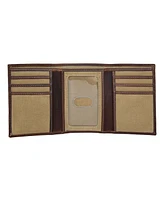 Lucky Brand Men's Canvas with Leather Trim Trifold Wallet