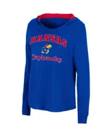 Women's Colosseum Royal Kansas Jayhawks Catalina Hoodie Long Sleeve T-Shirt