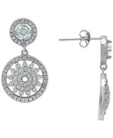 Giani Bernini Cubic Zirconia Flower Circle Drop Earrings in Sterling Silver, Created for Macy's