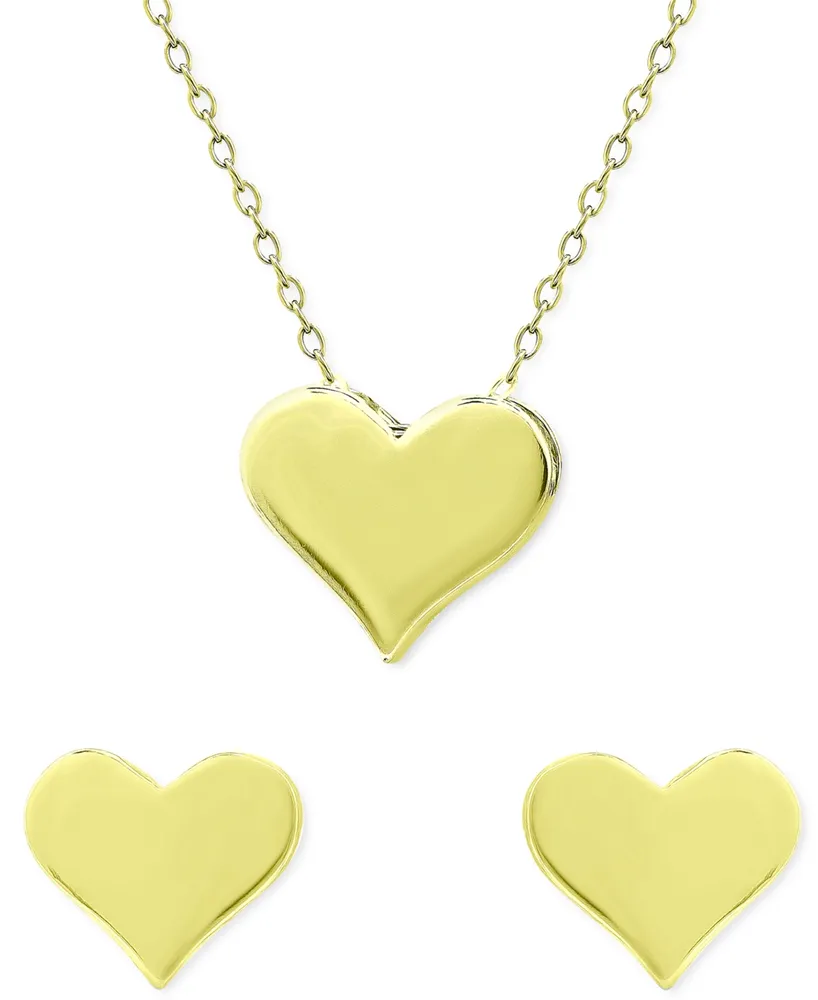 Giani Bernini 2-Pc. Set Cubic Zirconia Heart Pendant Necklace