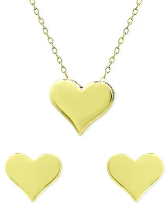 Giani Bernini 2-Pc. Set Polished Heart Pendant Necklace & Matching Stud Earrings, Created for Macy's
