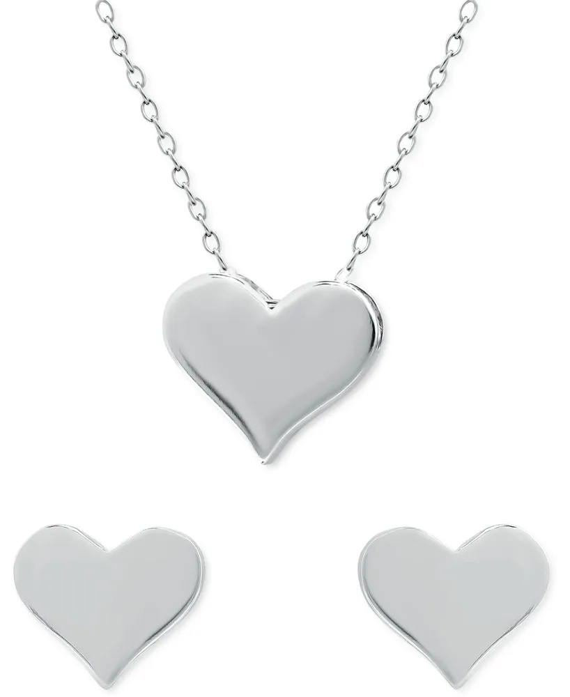 Giani Bernini 2-Pc. Set Polished Heart Pendant Necklace & Matching Stud Earrings, Created for Macy's