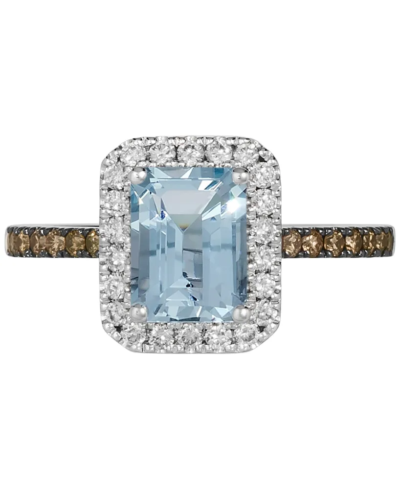 Le Vian Sea Blue Aquamarine (1-1/6 ct. t.w.) & Diamond (3/8 ct. t.w.) Halo Ring in 14k White Gold