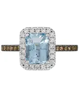 Le Vian Sea Blue Aquamarine (1-1/6 ct. t.w.) & Diamond (3/8 ct. t.w.) Halo Ring in 14k White Gold