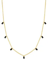 Onyx Baguette Dangle 18" Collar Necklace in 14k Gold-Plated Sterling Silver