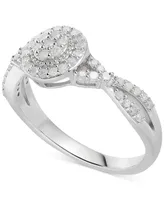 Diamond Halo Cluster Twist Ring (1/3 ct. t.w.) Sterling Silver