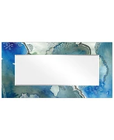 Empire Art Direct 'Subtle Blues' Rectangular On Free Floating Printed Tempered Art Glass Beveled Mirror, 72" x 36"