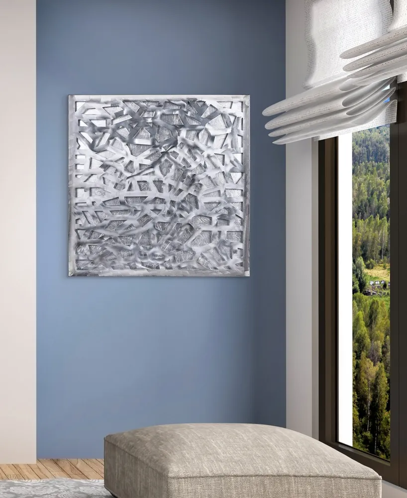 Empire Art Direct Enigma Polished Steel Leaf 3D Abstract Metal Wall Art, 32" x 32" - Silver