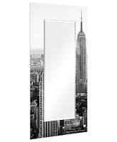 Empire Art Direct 'My N.y.' Rectangular On Free Floating Printed Tempered Art Glass Beveled Mirror, 72" x 36"