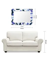 Empire Art Direct 'Cerulean Strokes' Rectangular On Free Floating Printed Tempered Art Glass Beveled Mirror, 40" x 30"