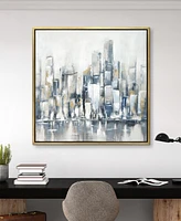 Empire Art Direct Winter Cityscape Textured Glitter Hand Painted Canvas Wall Art, 36" x 36"