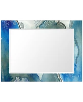 Empire Art Direct 'Subtle Blues' Rectangular On Free Floating Printed Tempered Art Glass Beveled Mirror, 40" x 30"