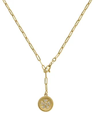 Effy Diamond Flower Disc 18" Pendant Necklace (1/5 ct. t.w.) in 14k Gold
