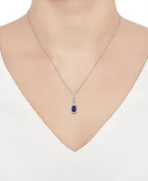 2-Pc. Set Lab-Grown Sapphire (2-1/2 ct. t.w.) & Lab-Grown White Sapphire (3/8 ct. t.w.) Halo Pendant Necklace & Drop Earrings in Sterling Silver