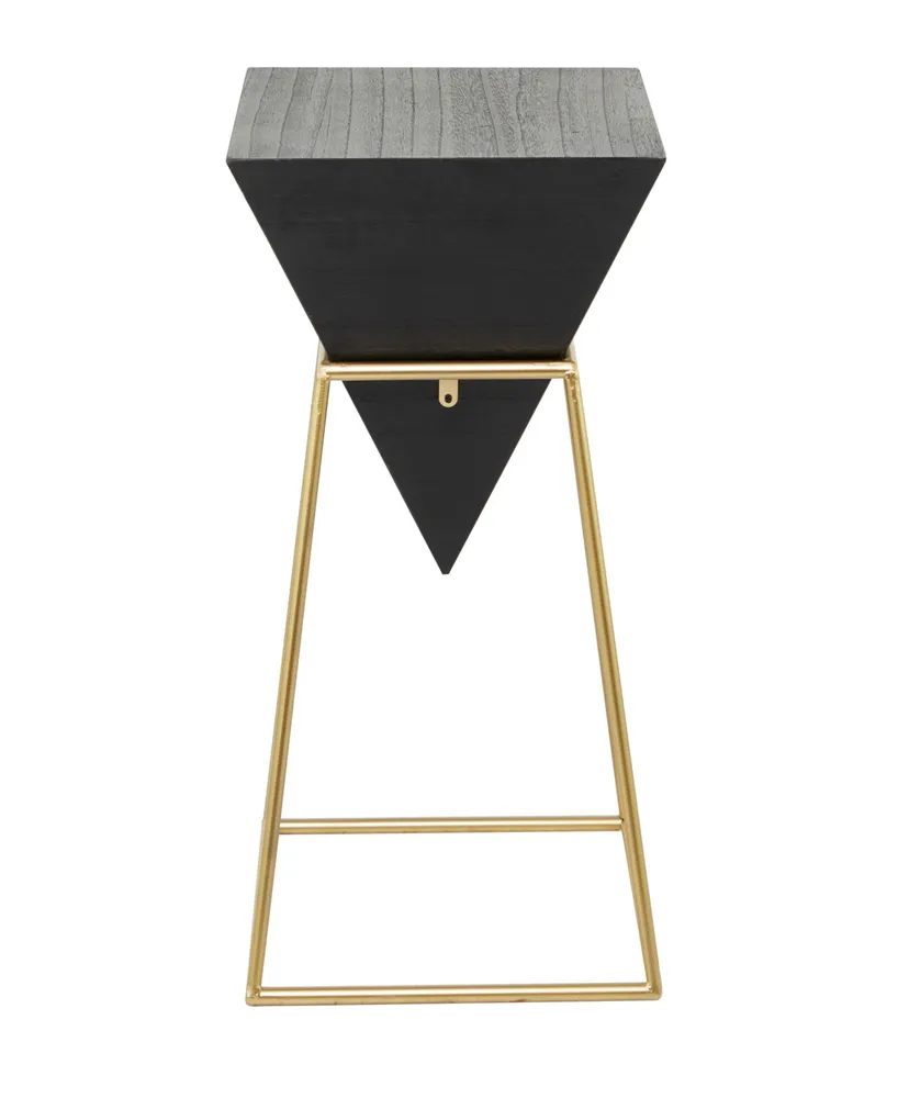 Rosemary Lane Wood Inverted Geometric Accent Table with Metal Frame, 15" x 15" x 24"