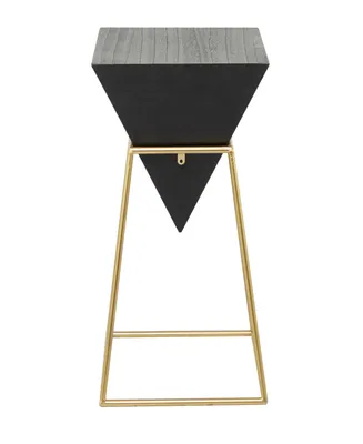 Rosemary Lane Wood Inverted Geometric Accent Table with Metal Frame, 15" x 15" x 24"