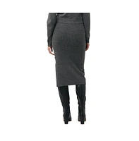 Ripe Maternity Maternity Dani Knit Midi Skirt with Split Charcoal Marle