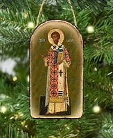 G.DeBrekht Saint Chrysostom Wooden Greek Christian Orthodox Icon Ornament