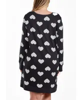 iCollection Kind Heart Plus Modal Sleep Top or Dress with Button Down Comfy Cozy Style - Cream
