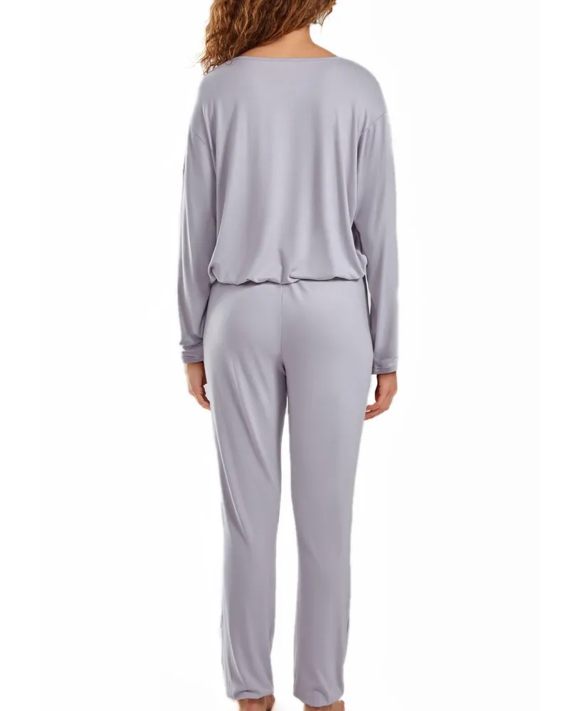 iCollection Women's Jewel Modal Jogger Pajama Sleep Pant Set Ultra Soft Cozy Style, 2 Piece