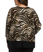 Ella Rafaella Plus Animal Print Slouchy Sweater