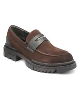 Karl Lagerfeld Men's Lug Sole Suede Penny Loafer