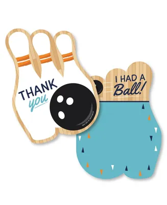 Strike Up the Fun - Bowling - Party Shaped Thank You Cards with Envelopes 12 Ct