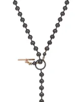 Steve Madden Ball Chain Y Necklace - Hematite, Gold