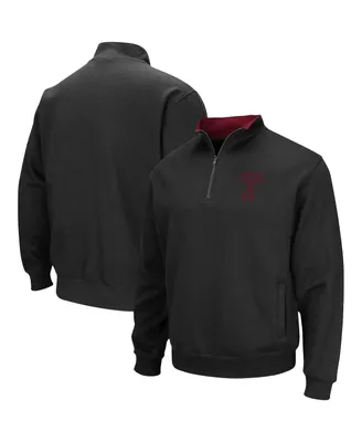 Men's Colosseum Black Temple Owls Tortugas Team Logo Quarter-Zip Jacket