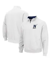 Men's Colosseum White Navy Midshipmen Tortugas Team Logo Quarter-Zip Jacket