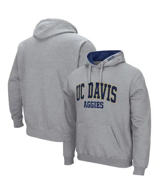 Men's Colosseum Heathered Gray Uc Davis Aggies Arch and Logo Pullover Hoodie