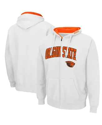 Men's Colosseum White Oregon State Beavers Arch and Logo 3.0 Full-Zip Hoodie