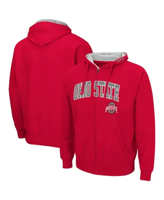Men's Colosseum Scarlet Ohio State Buckeyes Arch and Logo 3.0 Full-Zip Hoodie