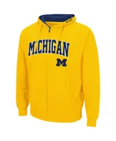 Men's Colosseum Maize Michigan Wolverines Arch and Logo 3.0 Full-Zip Hoodie