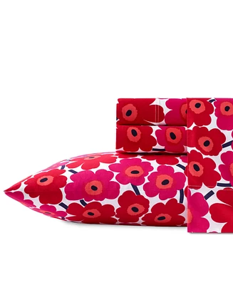 Marimekko Mini Unikko Cotton Percale 4 Piece Sheet Set