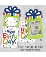 Big Dot of Happiness Cheerful Happy Birthday - Colorful Money & Nifty Gifty Card Holders - Set of 8