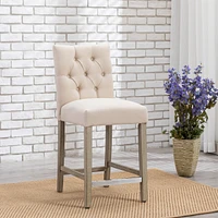 WestinTrends 24" Linen Fabric Tufted Counter Stool