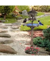 Outsunny 3-in-1 Outdoor Pedestal Bird Bath Garden Decor Feeder Planter