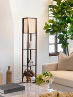 Brightech Maxwell 63" 3-Shelf Led Floor Lamp with Lantern Shade