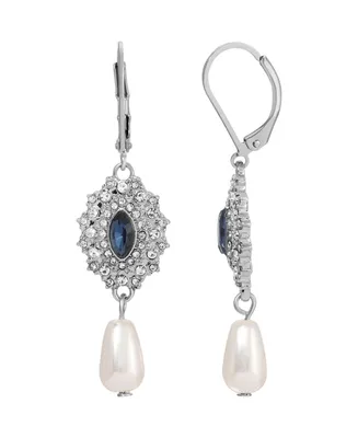 2028 Silver-Tone Colored Stone Imitation Pearl Earrings
