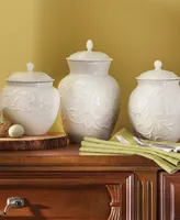 Lenox Opal Innocence Carved Set of 3 Kitchen Canisters