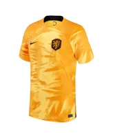 Big Boys Nike Orange Netherlands National Team 2022/23 Home Breathe Stadium Replica Blank Jersey